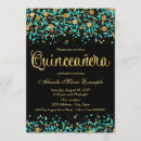 Search for teal and gold quinceanera invitations Glitter