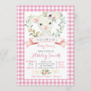 Search for farm baby girl shower invitations Pink gingham