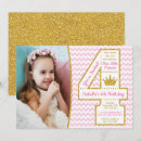 Search for 4th princess birthday invitations Pink and gold