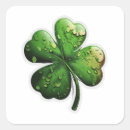 Search for 4 leaf clover square stickers Green