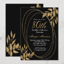 Search for black and gold 80th birthday invitations Botanical