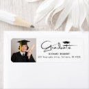 Search for graduation announcement return address labels Black and white