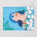 Search for flowers retro postcards Woman