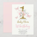 Search for butterfly 1st birthday invitations Baby girl