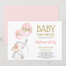 Search for pink grey elephant baby shower invitations Modern