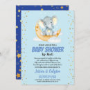 Search for moon and stars baby boy shower invitations Elephant