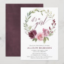 Search for burgundy and pink baby shower invitations Watercolor