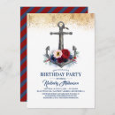 Search for anchor birthday invitations Navy blue