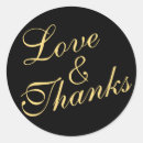 Search for love and thanks wedding stickers Black
