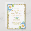 Search for blue glitter baby shower invitations Blue and gold