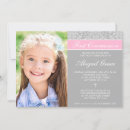 Search for pink damask first communion invitations Elegant