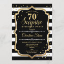 Search for black and white 70th birthday invitations Gold glitter