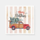 Search for red truck christmas napkins Watercolor
