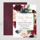 Search for watercolor burgundy floral invitations Navy blue