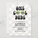 Search for one cool dude invitations Chequered