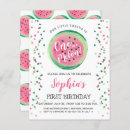 Search for one in a melon 1st birthday invitations Pink green