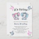 Search for twin elephant baby shower invitations Pink and blue