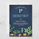 Search for under the sea 1st birthday invitations Aquarium