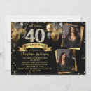 Search for balloons 40th birthday invitations Gold glitter