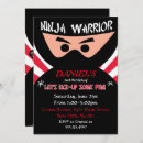 Search for ninja warrior birthday invitations Red and black