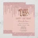 Search for pink rose gold blush sparkly drips invitations Sparkle