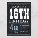 Search for boy 16 birthday invitations Blue