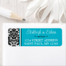 Search for black damask return address labels Turquoise