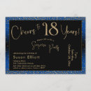 Search for blue 18th birthday invitations Gold glitter