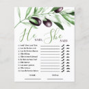 Search for he said she said bridal games Botanical