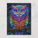 Search for colourful bird art postcards Owl