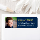 Search for blue and gold graduation return address labels Modern