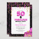 Search for hot pink 50th birthday invitations Glitter