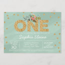 Search for mint and gold birthday invitations Glitter