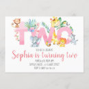 Search for safari animals 2nd birthday invitations Girl
