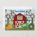 Search for fall farm birthday invitations Green