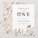 Search for wildflower 1st birthday invitations Watercolor