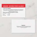 Search for food allergy business cards 911
