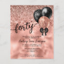 Search for balloons 40th birthday invitations Black