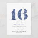 Search for navy blue floral sweet 16 invitations Sixteen