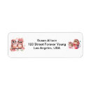 Search for pink owl return address labels Rustic