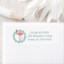 Search for pink flamingos return address labels Watercolor