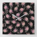 Search for pink floral pattern clocks Vintage