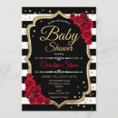 Search for black white stripes baby shower invitations Red