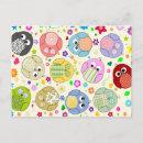 Search for owl pattern postcards Colourful