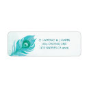 Search for peacock feather return address labels Turquoise