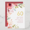 Search for pink and gold 60th birthday invitations Watercolor floral