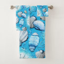 Search for blue seashells bath towels Sea life