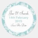 Search for blue damask wedding stickers White