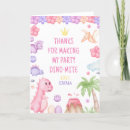 Search for dinosaur birthday party thank you cards Pink