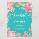 Search for teal baby girl shower invitations Its a girl